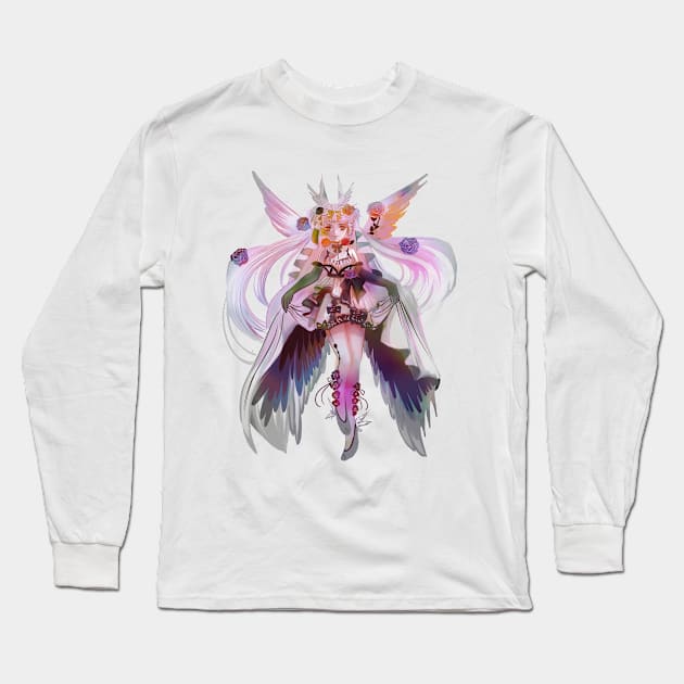 Cute anime Japanese cartoon lenaria cool graphic feminine anime art wing lady Long Sleeve T-Shirt by meisanmui